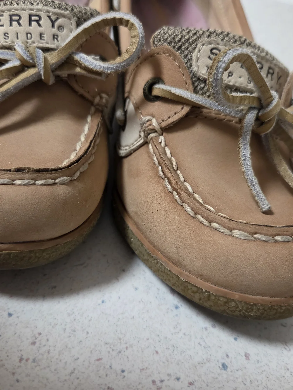 Sperry Tan and Cream Wedge Boat Shoes